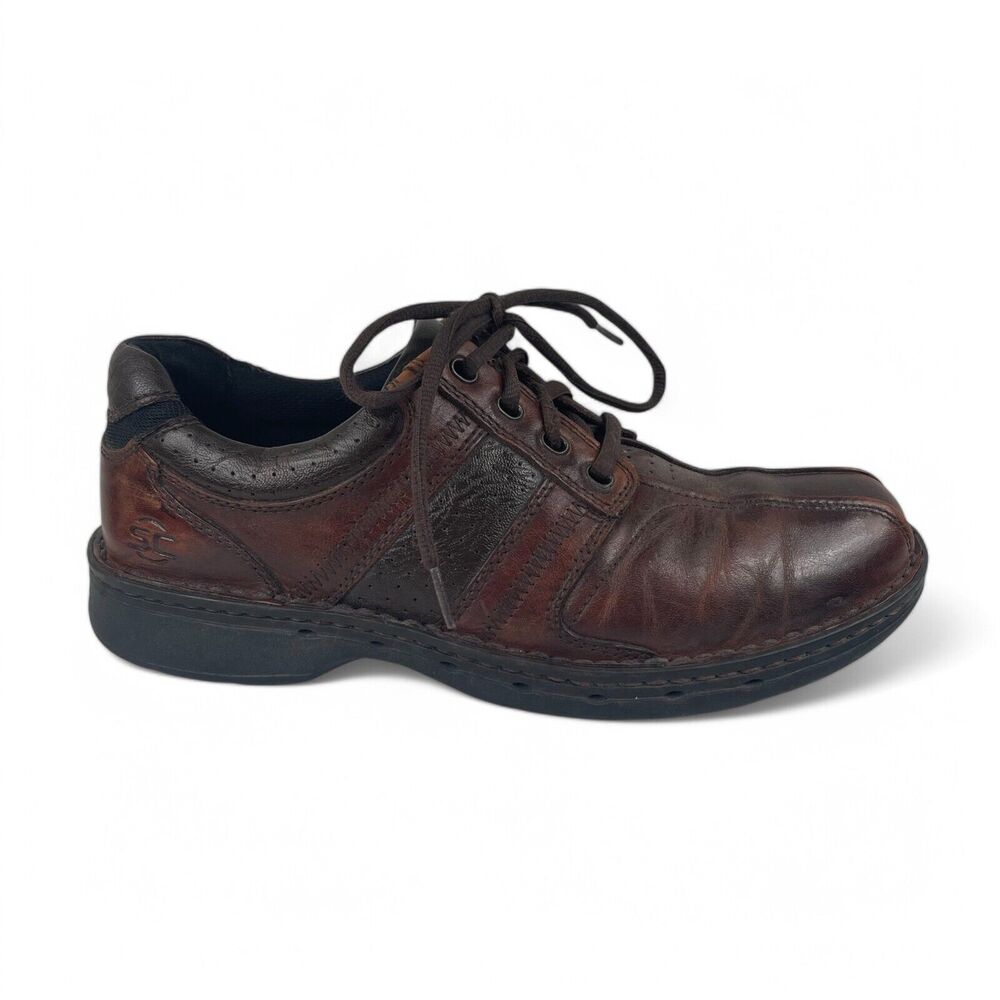Y2K Brown Leather Oxfords Bicycle Toe Shoes Sz10.5 M Comfort Preppy Minimalist